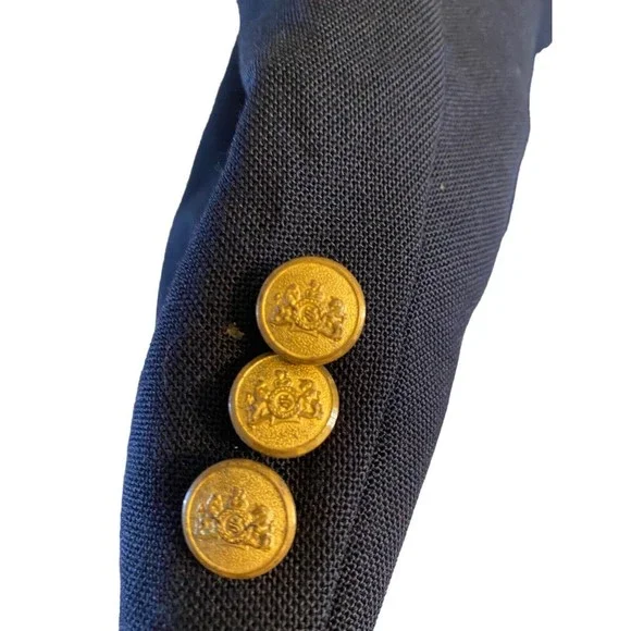 Stafford Navy Blue Gold Metal Button Blazer Mens 44L Sport Coat / Suit Jacket - Picture 4 of 7
